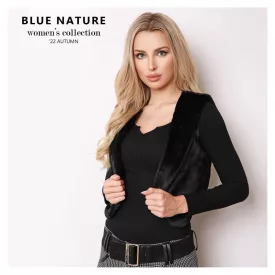 Blue Nature szőr bolero mellény fekete