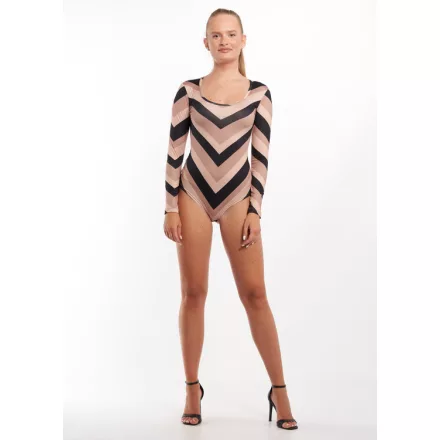 Envy Hosszú ujjú dekoltált színes csíkos body