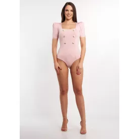 Envy body Díszgombos dekoltált passzés ujjú puder