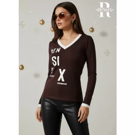 Rensix felső V nyakú hosszúujjú szűkfazonú Rensix Quality Fashion csokoládé 2025