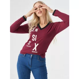   Rensix felső V nyakú hosszúujjú szűkfazonú Rensix Quality Fashion burgundi 2025