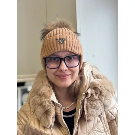 Mayo Chix Bronco sapka kötött/bojtos karamell