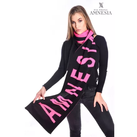 Amnesia feliratos kötött sál pink/fekete