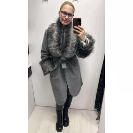   Mayo Chix Ciao kabát buklé szövet/közepesen hosszú szürke