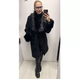  Mayo Chix Ciao kabát buklé szövet/közepesen hosszú fekete