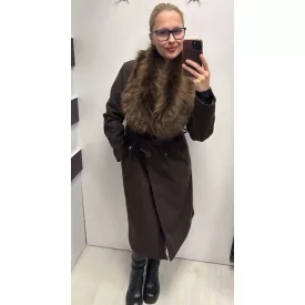 Mayo Chix Cult kabát szövet/szőr gallér csokoládé