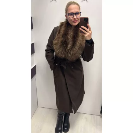 Mayo Chix Cult kabát szövet/szőr gallér csokoládé