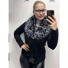   Mayo Chix Carlotta kardigán kötött/szőr gallér/Bross fekete