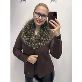   Mayo Chix Carlotta kardigán kötött/szőr gallér/Bross csokoládé 