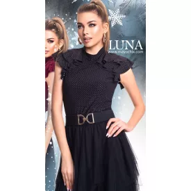 Mayo Chix Luna póló pöttyös alkalmi/FV fekete