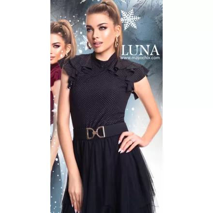 Mayo Chix Luna póló pöttyös alkalmi/FV fekete