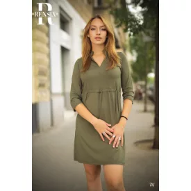   Rensix ruha V nyakú hosszúujjú derékban madzag kötős khaki 2025