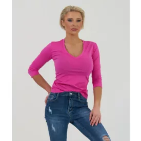 Envy felső Pamut hatású V-nyakú pink 