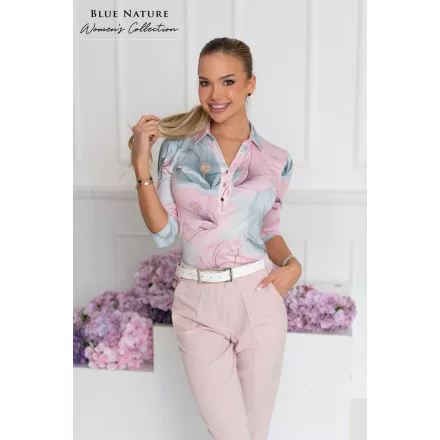Blue Nature Launa felső mint 3/4 ujj púder/zöld virágos