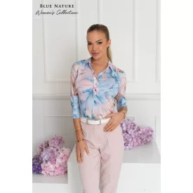 Blue Nature Launa felső mint 3/4 ujj kék/púder virágos