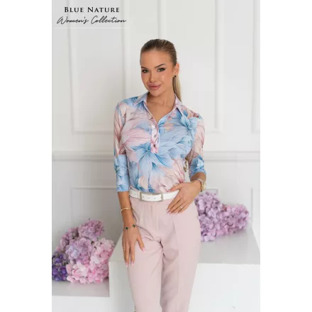 Blue Nature Launa felső mint 3/4 ujj kék/púder virágos