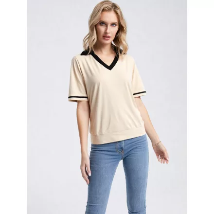 Mayo Chix Rommel póló színes modal viscose/galléros/kis mat. bézs