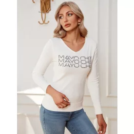   Mayo Chix Wessex pulóver kötött/V nyakú/ nagy csili fehér
