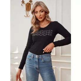   Mayo Chix Wessex pulóver kötött/V nyakú/ nagy csili fekete