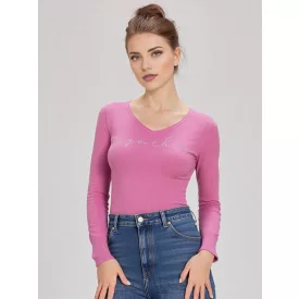   Mayo Chix Wessex pulóver kötött/ v nyakú/ basic csili apró felirat mályva