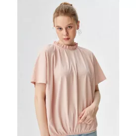   Rensix felső kereknyakú rövidujjú gumis aljú fodros nyak barackvirág 2026