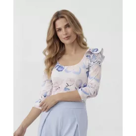 Envy body Fodros vállú magnólia virágos dekoltált