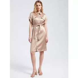 Envy ruha galléros elől végig zippes szatén rosegold 