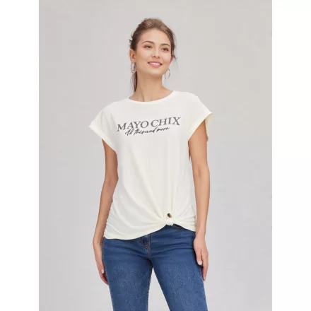Mayo Chix Klau póló r.u. modal viscose/dombor fólia brokát all this fehér