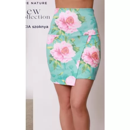 Blue Nature Lucia szoknya türkiz alapon virágos
