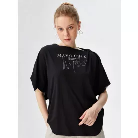   Mayo Chix Less felső r.u. modal viscose/matrica with you fekete