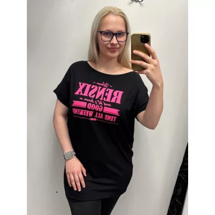 Rensix tunika kereknyakú rövidujjú pink good time all weekend fekete 2026
