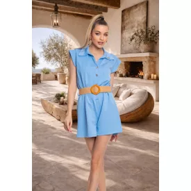 Mayo Chix Celine shortoverál viscose gombos/galléros kék