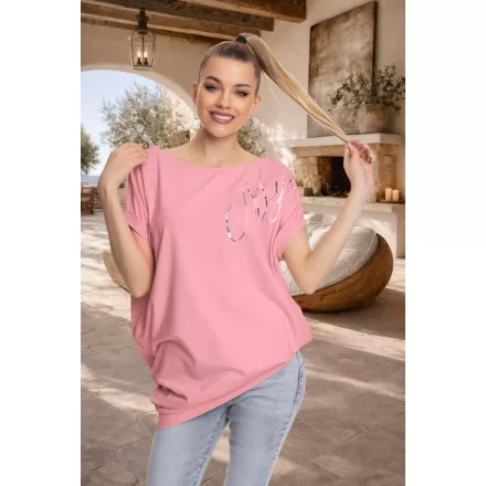 Mayo Chix Zséda tunika r.u. modal viscose/dombor fólia fekete rózsaszín