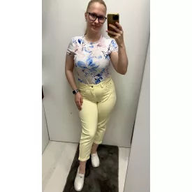   Envy farmernadrág 1 gombos felhajtott szárú mom fazon világos sárga