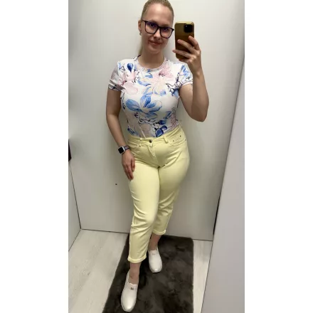 Envy farmernadrág 1 gombos felhajtott szárú mom fazon világos sárga