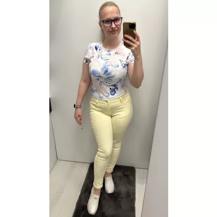 Envy farmernadrág 1 gombos szűkszárú elasztikus anyagú világos sárga