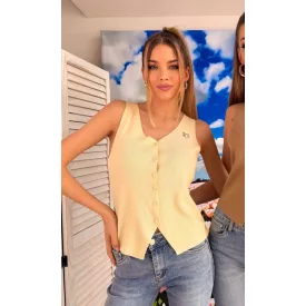   MAyo Chix El Paso mellény vékony kötött/gombos/kis csili világos sárga