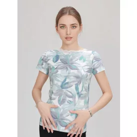Blue Nature Lyna felső mint. szűk poli kék/zöld virágos
