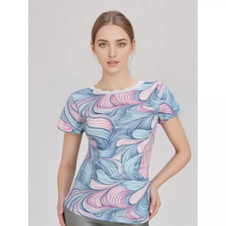 Blue Nature Lyna felső mint. szűk poli kék/rózsaszín mintás
