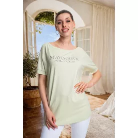   Mayo Chix Bronz póló modal viscose/dombor fólia all this and more pisztácia 