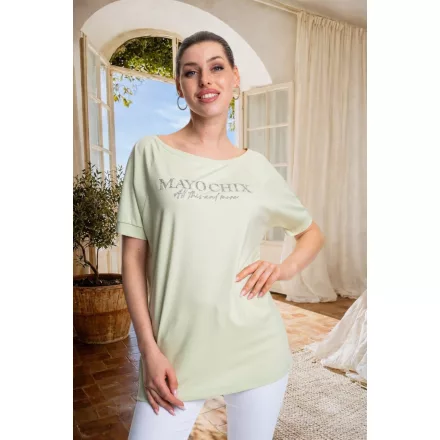 Mayo Chix Bronz póló modal viscose/dombor fólia all this and more pisztácia 