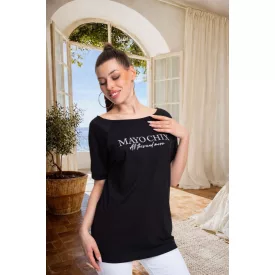   Mayo Chix Bronz póló modal viscose/dombor fólia all this and more fekete
