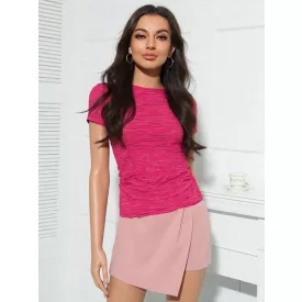 Envy felső kereknyakú hullám mintás pink