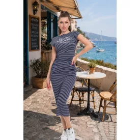   Mayo Chix Sinclair ruha r.u. csíkos pamut/matrica sötétkék