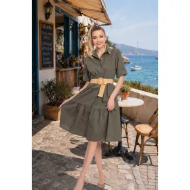 Mayo Chix Wow ruha puplin/fonott öv khaki