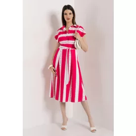 Amnesia Lusy ruha pink/ekrü csíkos