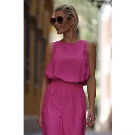 Envy felső croptop gumis aljú pink