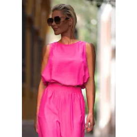 Envy felső croptop gumis aljú neonpink