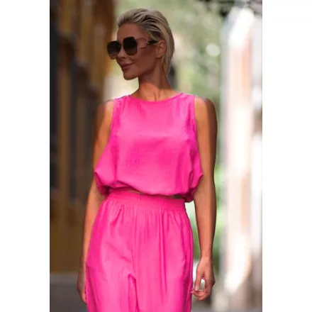 Envy felső croptop gumis aljú neonpink