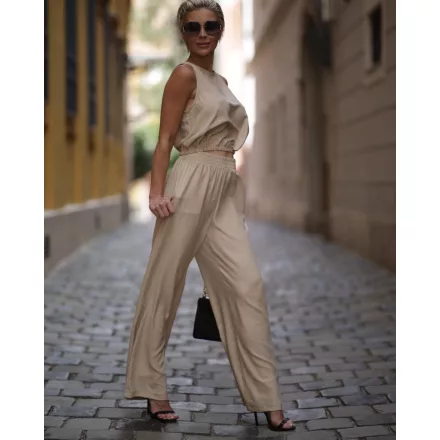 Envy nadrág gumis derekú bőszárú bézs